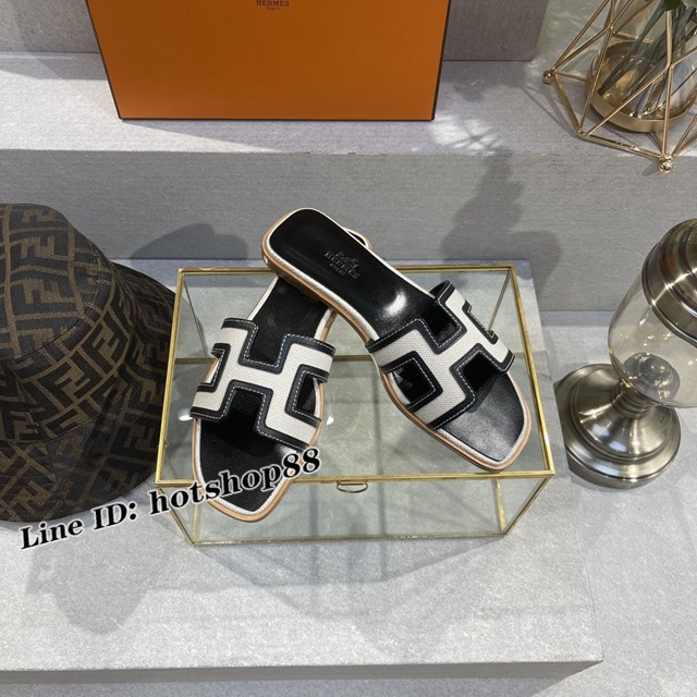 Hermes愛馬仕2022早春新款拼接工藝純手工鞋頂級愛馬仕拖鞋 dx3389